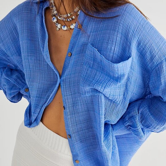 Free People Oversized Billowy Gisabelle Shirt Green Size XS - Picture 9 of 10